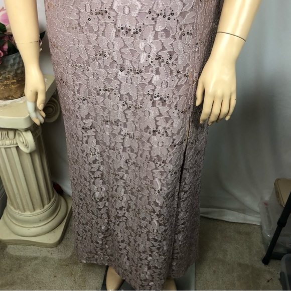 Oleg Cassini Lace Sequin Sleeveless Long Maxi Formal Evening Wedding Guest Dress - Picture 10 of 16